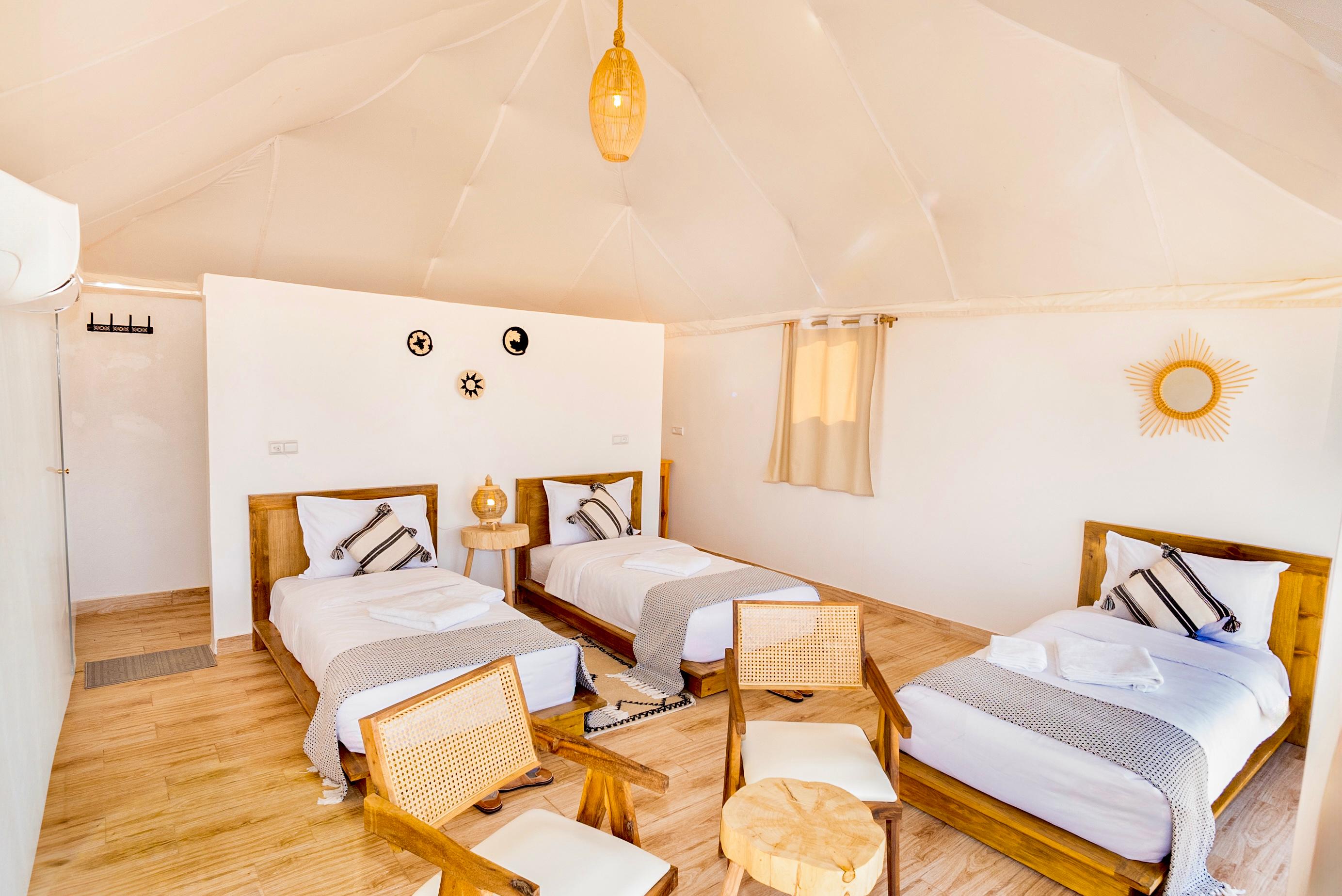 Family Tent interior – spacious luxury tent Erg Chebbi, Sahara Royal Resort
